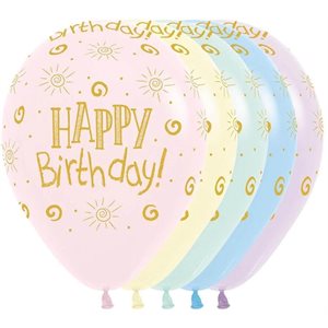 "11"" Happy Birthday Sunshine Pastel Matte Assortment (50pcs