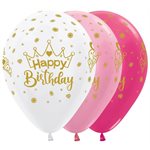 "11"" Happy Birthday Crowns Satin Assortment (50pcs)"