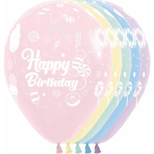 "11"" Happy Birthday Sweet Pastel Matte Assortment (50pcs)"