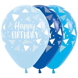 "11"" Happy Birthday Triangles Blue Assortment (50pcs)