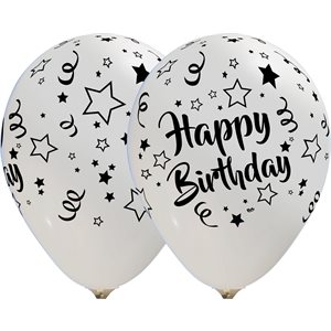 "Happy Birthday - (50CT) 12"" LATEX BALLOONS - ALL OVER - W