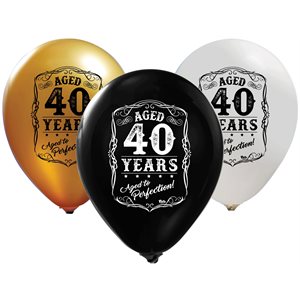 "Aged 40 years - Aged to Perfection (50CT) - 12"" Latex Ball