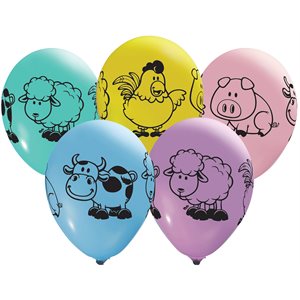 "Farm Animals - (50CT) 12"" Latex Balloons - All Around"
