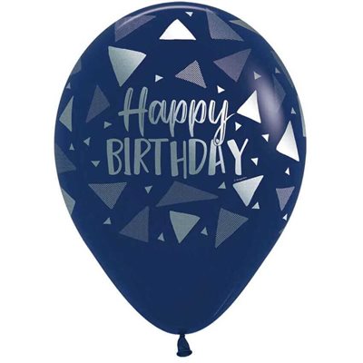 "11"" Happy Birthday Triangles Fashion Navy Blue (50pcs)
