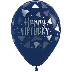 "11"" Happy Birthday Triangles Fashion Navy Blue (50pcs)