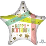 18'' M. HAPPY BIRTHDAY GOLD STARS AND COLORS