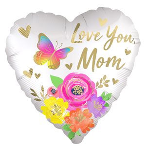 M.18'' LOVE YOU MOM SATIN FLORAL H / S
