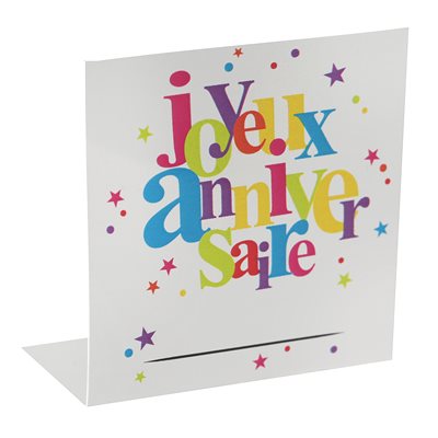 Marque-place Joyeux Anniversaire festif Multicolore 5 x 5 cm