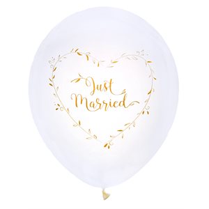 Ballon Just Married métallisé Or Ø 25 cm Sachet de 8 pièces