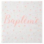 Serviette Baptême Corail 16.5 x 16.5 cm Sachet de 20 pièces