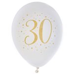 Ballon des âges or 30 ans Ø 23 cm Sachet de 8 pièces