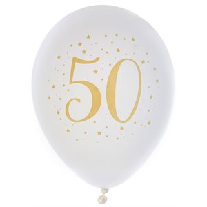 Ballon des âges or 50 ans Ø 23 cm Sachet de 8 pièces