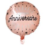 Ballon Alu Anniversaire Etincelant Rose Ø 45 cm Sachet d'1 p