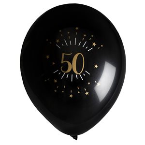 Ballon âge étincelant or 50 ans Ø 23 cm Sachet de 8 pièces