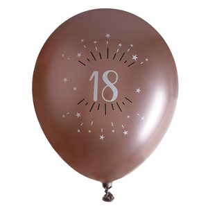 Ballon âge étincelant rose gold 18 ans Ø 30 cm Sachet de 6 p