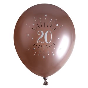 Ballon âge étincelant rose gold 20 ans Ø 30 cm Sachet de 6 p