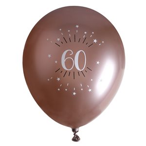 Ballon âge étincelant rose gold 60 ans Ø 30 cm Sachet de 6 p