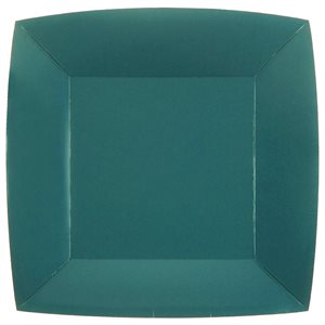 Grande assiette carrée Bleu canard Sachet de 10 pièces 23 x