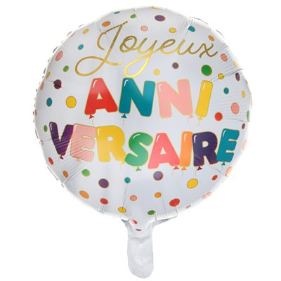 Ballon Alu Anniversaire ballon Multicolore Ø 45 cm Sachet d'