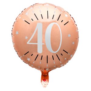 Ballon Alu Âge étincelant rose gold 40 ans Ø 45 cm Sachet d'