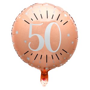 Ballon Alu Âge étincelant rose gold 50 ans Ø 45 cm Sachet d'