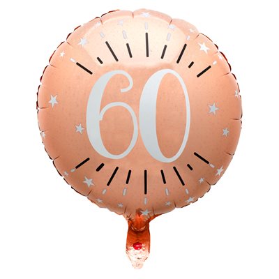 Ballon Alu Âge étincelant rose gold 60 ans Ø 45 cm Sachet d'