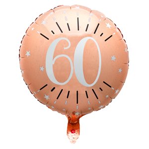 Ballon Alu Âge étincelant rose gold 60 ans Ø 45 cm Sachet d'