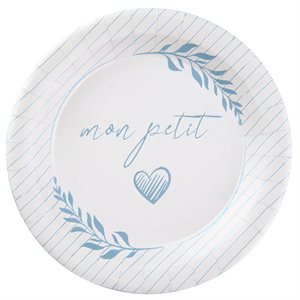 Assiette Baptême nacré Ciel Ø 22.5 cm Sachet de 10 pièces