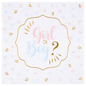 Serviette Girl or Boy ? Multicolore 16.5 x 16.5 cm Sachet de