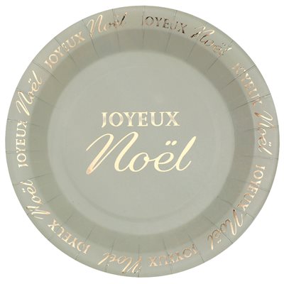 Assiette Joyeux Noël Scintillant sauge 22.5 cm Sachet de 10