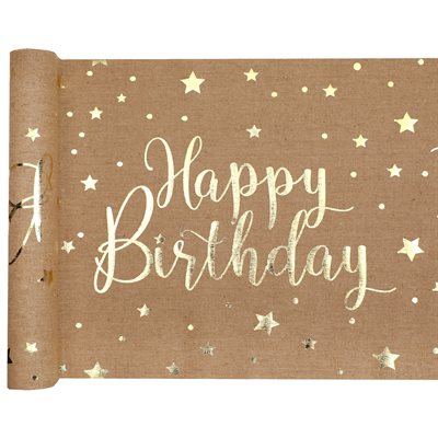 Chemin de table Happy Birthday Kraft 28 cm Rouleau de 3 mètr