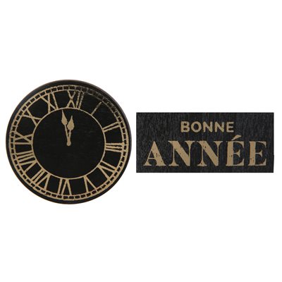 Déco à parsemer Bonne Année golden Noir Ø 5 cm & 2.5 x 5.5 c