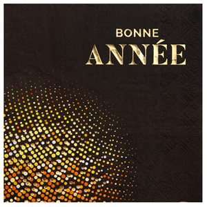 Serviette Bonne Année golden Noir 33 x 33 cm Sachet de 10 pi