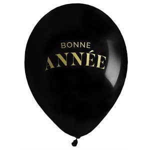 Ballon Bonne Année golden Noir Ø 30 cm Pochette de 6 pièces