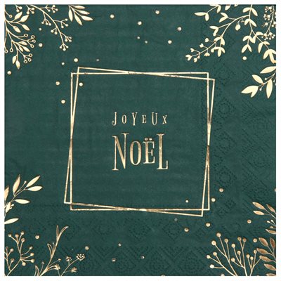 Serviette Feuilles d'hiver Vert 33 x 33 cm Sachet de 10 piè