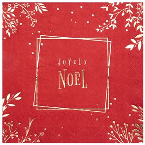 Serviette Feuilles d'hiver Rouge 33 x 33 cm Sachet de 10 pi