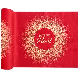 Chemin de table Joyeux Noël Rouge 28 cm Rouleau de 2.5 mètre