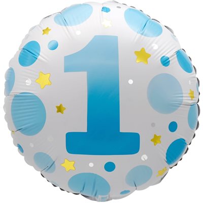 "18"" Age 1 Blue Dots Balloon Airise"