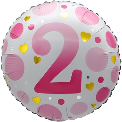 "18"" Age 2 Pink Dots Balloon Airise"