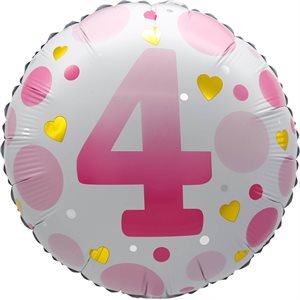 "18"" Age 4 Pink Dots Balloon Airise"