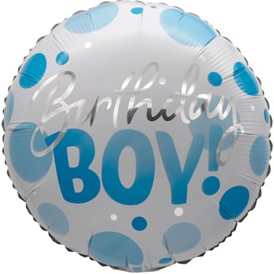 "18"" Birthday Boy Blue Dots Balloon Airise"