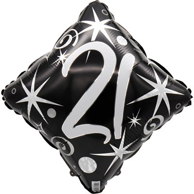 "18"" 21 Elegant Sparkles and Swirls Balloon Airise"