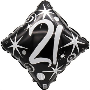 "18"" 21 Elegant Sparkles and Swirls Balloon Airise"