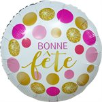 M.18" BONNE FETE BULLE ROSE