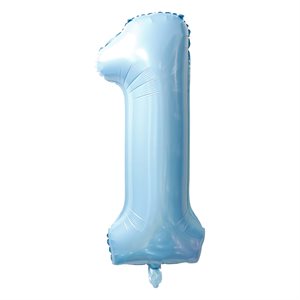 Ballon numéro 1 bleu bébé de 34 po