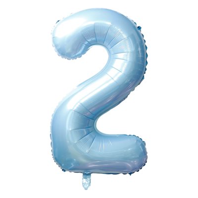 Ballon numéro 2 bleu bébé de 34 po