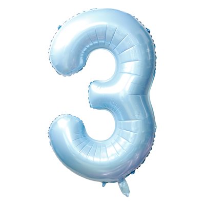 Ballon numéro 3 bleu bébé de 34 po