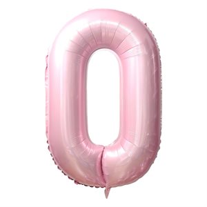 Ballon numéro 0 rose bébé de 34 po