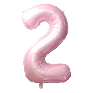 Ballon numéro 2 rose bébé de 34 po