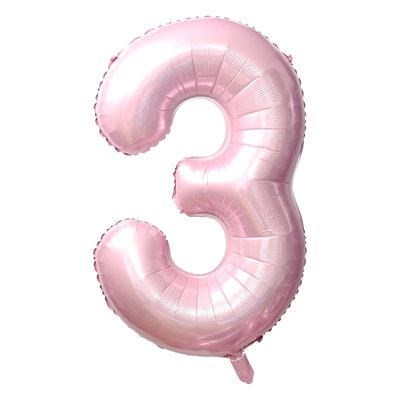 Ballon numéro 3 rose bébé de 34 po